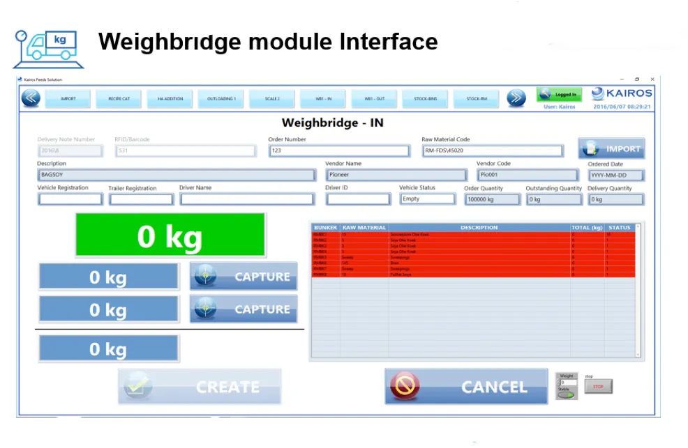 AutoMill Weighbridge screen